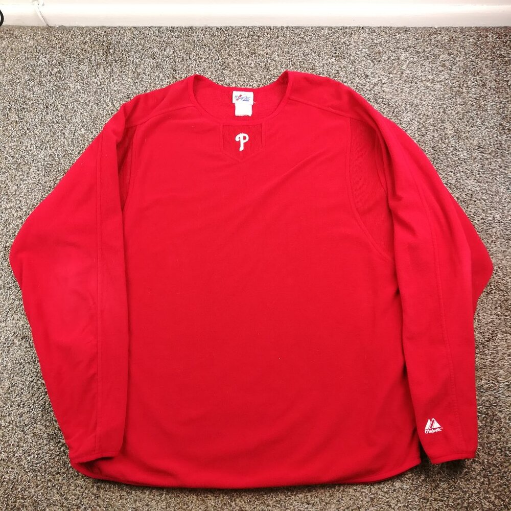 Philadelphia Phillies Sweatshirt Fleece Pullover Majestic Crewneck Mens XL